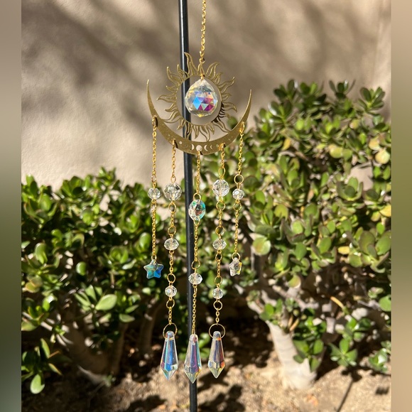 Sun Moon Crystal Wind Chime Pendant for Home Decor Outdoor Garden Sunca… - Picture 4 of 5